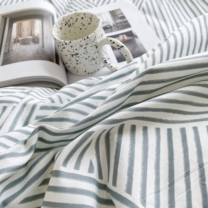 91家纺网 家纺一手货源 找家纺 柠馨 2025新款13372全棉床单床笠枕套被套单品系列-单被套 编织生活绿