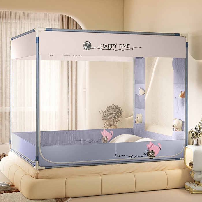 91家纺网 家纺一手货源 找家纺 青竹苑 2025新款口袋款外穿防摔坐床蚊帐 毛线喵