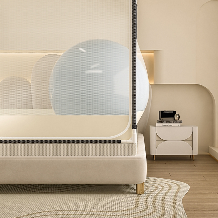 91家纺网 家纺一手货源 找家纺 青竹苑 2025新款烫画外穿防摔坐床蚊帐 星际狗狗