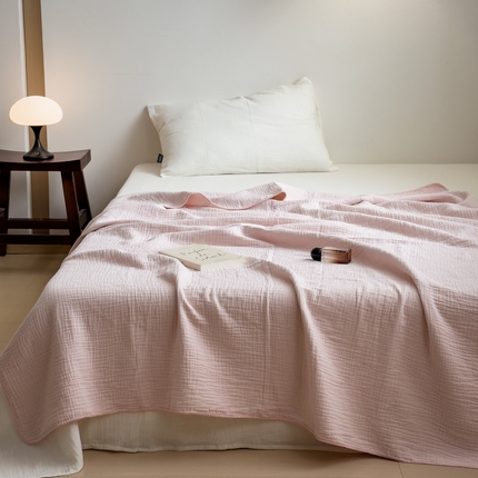 席世家四层纱布毯 杏粉