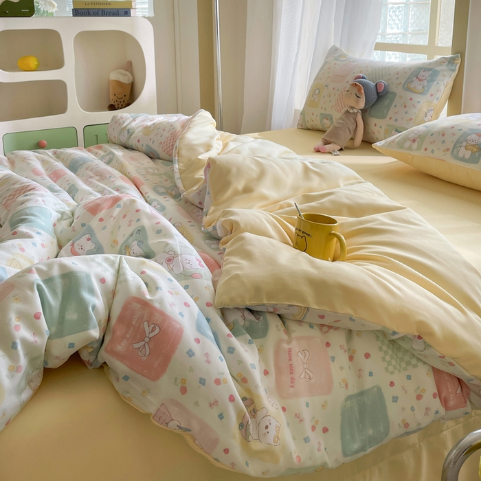 91家纺网 家纺一手货源 找家纺 仟网汇 2025新款针织双层纱AB版四件套 露娜