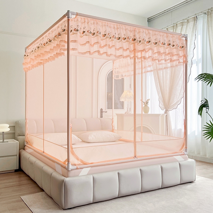 91家纺网 家纺一手货源 找家纺 （总）青竹苑 2025新款紫荆花床笠式坐床防摔蚊帐