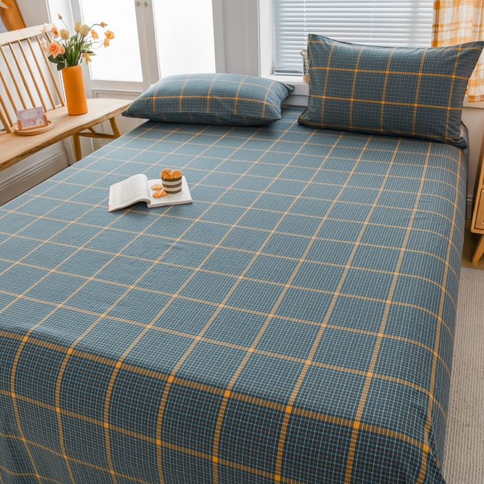 91家纺网 家纺一手货源 找家纺 柠萌家居 2025新款无印风全棉色织A类母婴级纯棉水洗棉床单 瓦尔灰