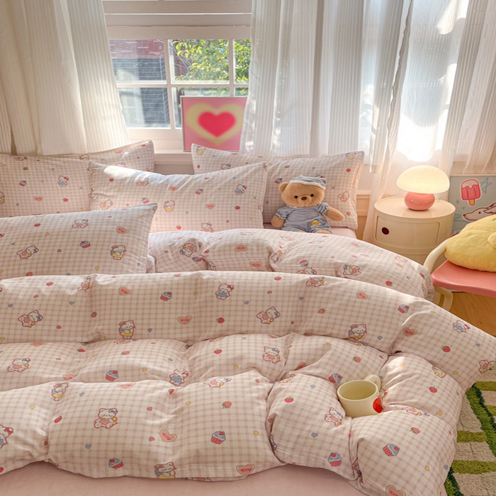 91家纺网 家纺一手货源 找家纺 博雅 2025新款全棉A类双层纱四件套 趣多猫