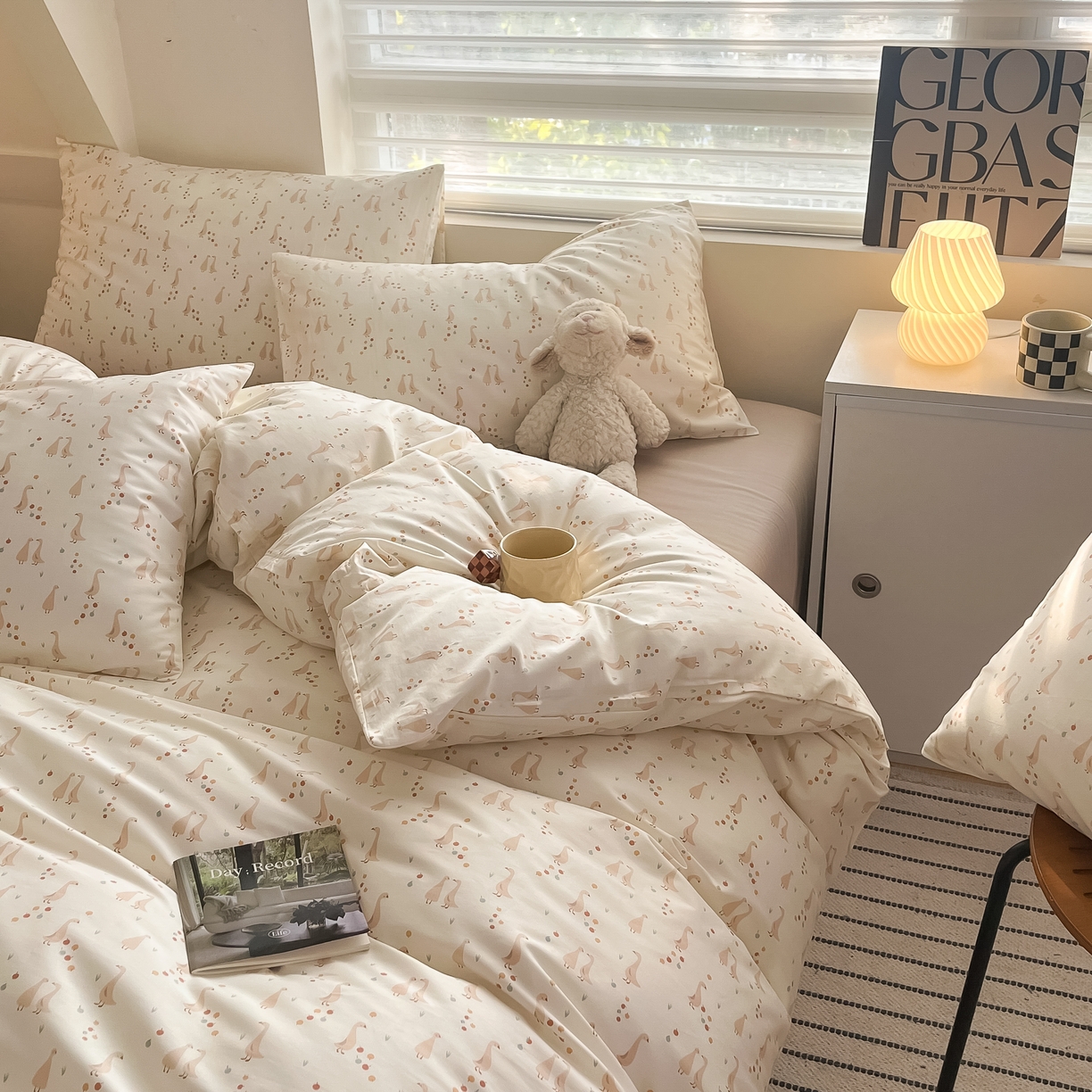 91家纺网 家纺一手货源 找家纺 柠馨 2025新款13372全棉床单床笠枕套被套单品系列-单被套 鹅摆摆