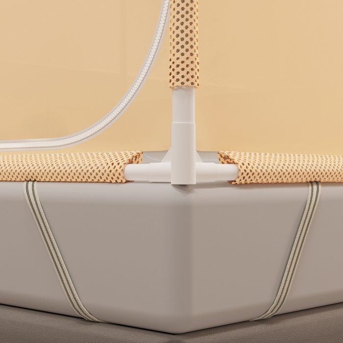 91家纺网 家纺一手货源 找家纺 青竹苑 2025新款双门全底外穿坐床式蚊帐儿童防摔防蚊拉链方帐 纯色字母-米咖