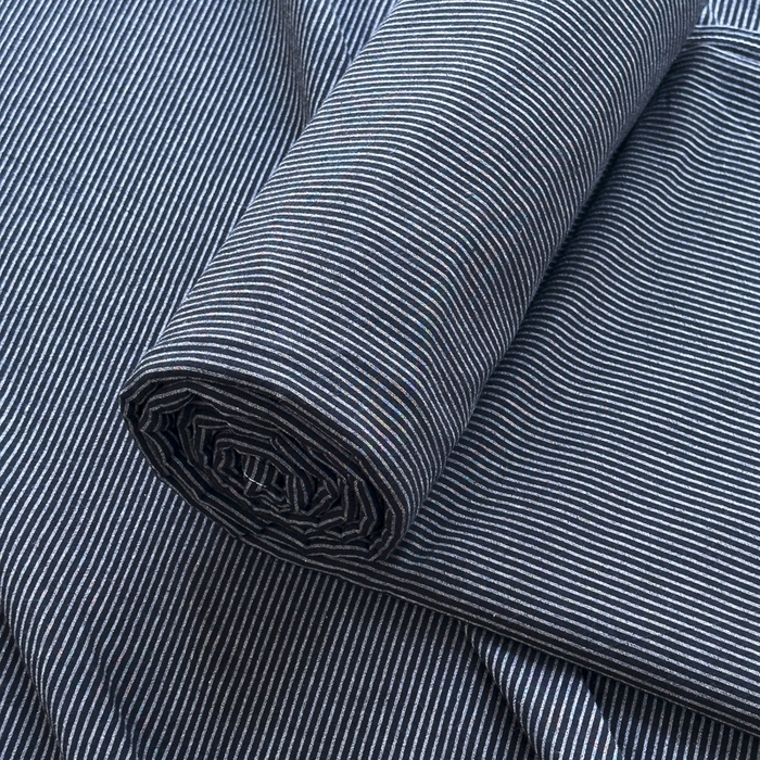 91家纺网 家纺一手货源 找家纺 柠萌家居 2025新款无印风全棉色织A类母婴级纯棉水洗棉床单 黑极细条