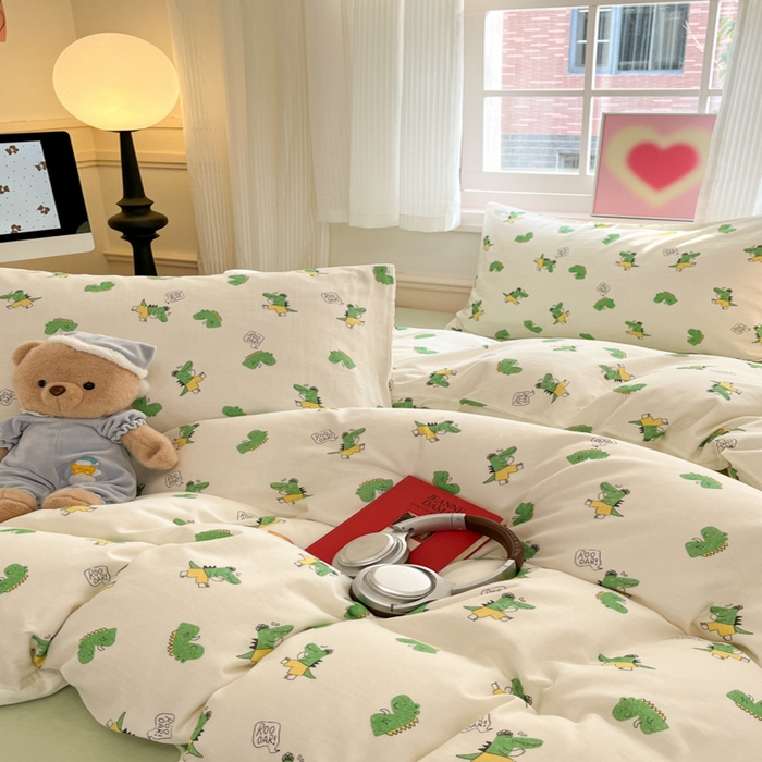 91家纺网 家纺一手货源 找家纺 博雅 2025新款全棉A类双层纱四件套 酷酷龙