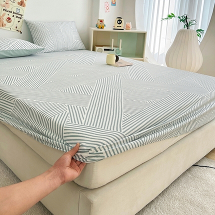 91家纺网 家纺一手货源 找家纺 （总）柠馨 2025新款13372全棉床单床笠枕套被套单品系列-单床笠