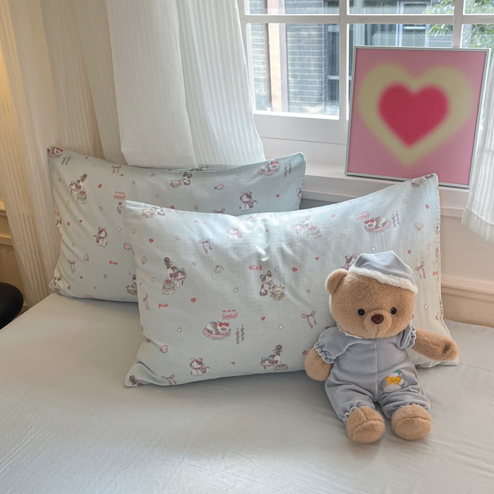 91家纺网 家纺一手货源 找家纺 博雅 2025新款全棉A类双层纱四件套 晚安猫