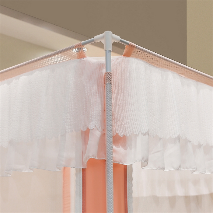 91家纺网 家纺一手货源 找家纺 青竹苑 2025新款双层雪纺边回底外穿坐床 粉玉色