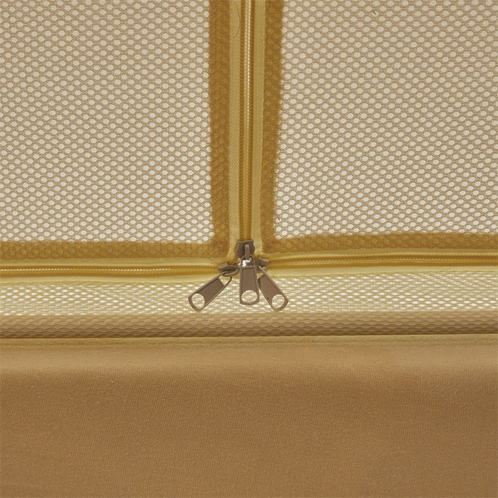 91家纺网 家纺一手货源 找家纺 青竹苑 2025新款花边TU拉链外穿全底坐床蚊帐 浅米黄