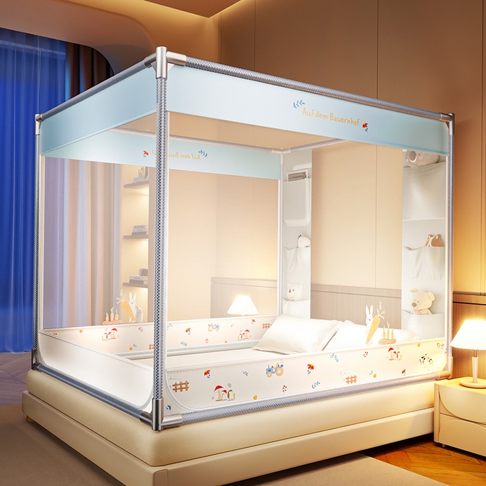 91家纺网 家纺一手货源 找家纺 青竹苑 2025新款口袋款外穿防摔坐床蚊帐 萝卜小兔兔