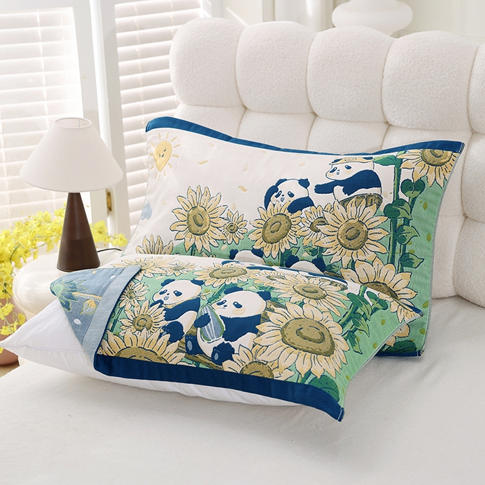 91家纺网 家纺一手货源 找家纺 （总）朴尔家纺-毛巾被 2025新款萌萌系八层纯棉加厚纱布枕巾