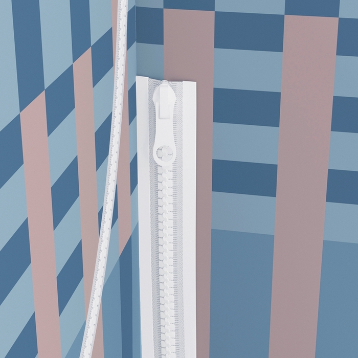 91家纺网 家纺一手货源 找家纺 青竹苑 2025新款双门全底外穿坐床式蚊帐儿童防摔防蚊拉链方帐 几何图案-梦光蓝