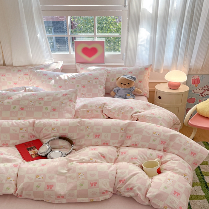 91家纺网 家纺一手货源 找家纺 博雅 2025新款全棉A类双层纱四件套 小奶猫