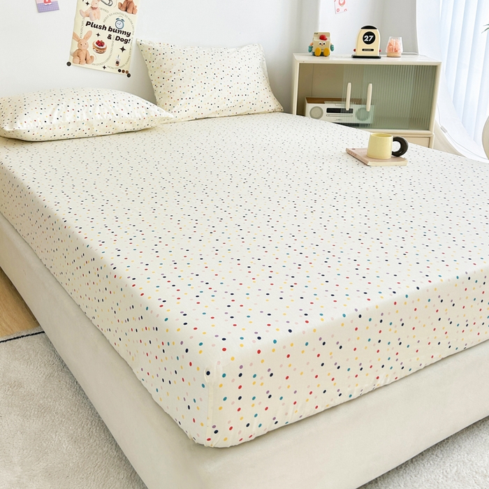 91家纺网 家纺一手货源 找家纺 柠馨 2025新款13372全棉床单床笠枕套被套单品系列-单床笠 点点