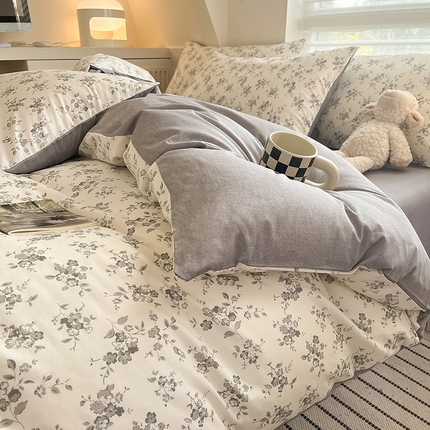 柠馨 2025新款13372全棉印花四件套 素颜幽兰