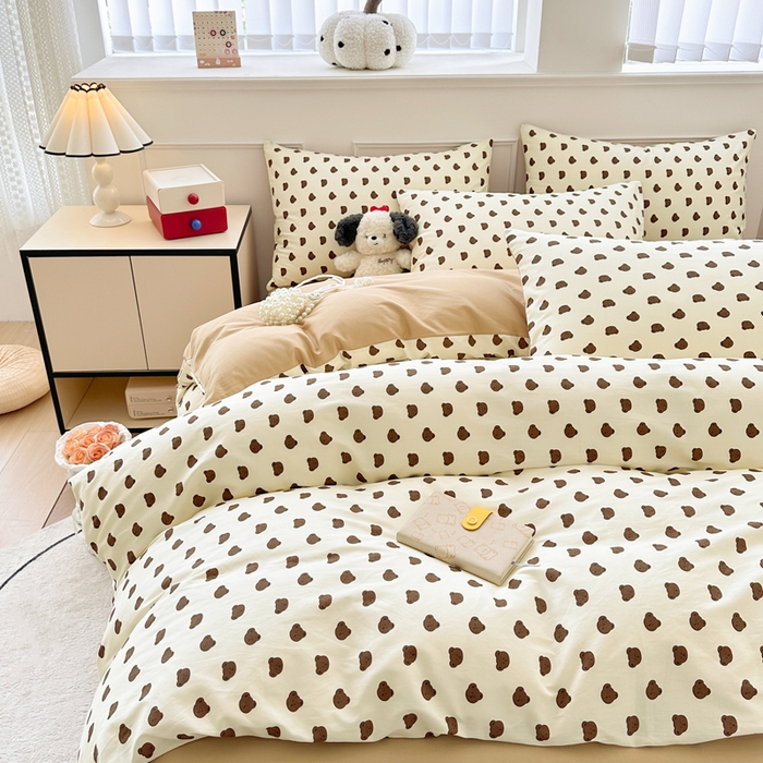 91家纺网 家纺一手货源 找家纺 柠馨 2025新款13372全棉印花四件套 卡夫小熊