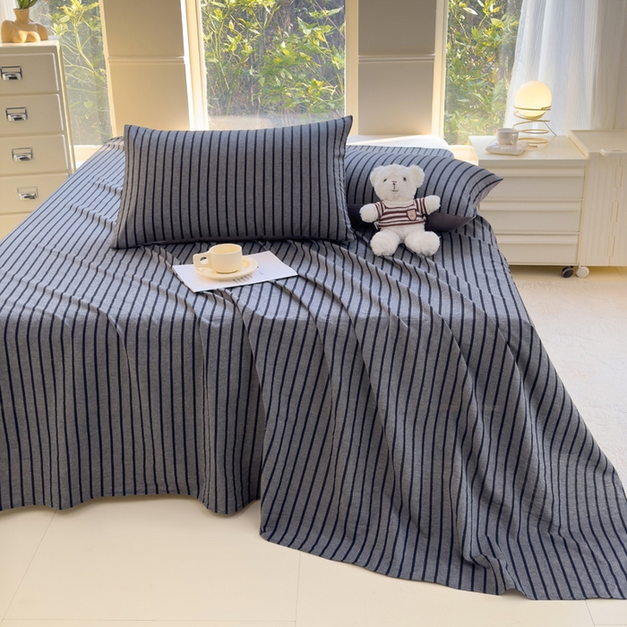 91家纺网 家纺一手货源 找家纺 （总）柠萌家居 2025新款无印风全棉色织A类母婴级纯棉水洗棉床单