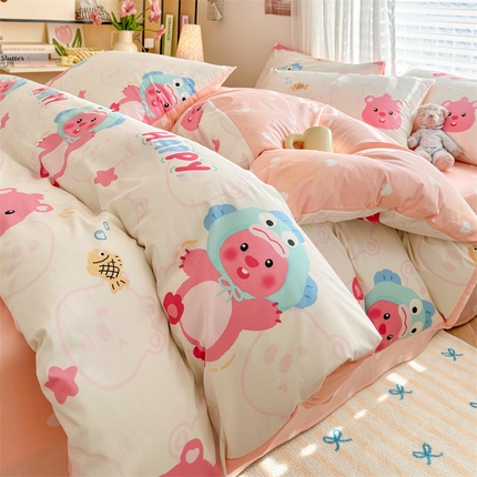 名兮家居 2025年新款13372全棉印花四件套-卡通系列 小河狸