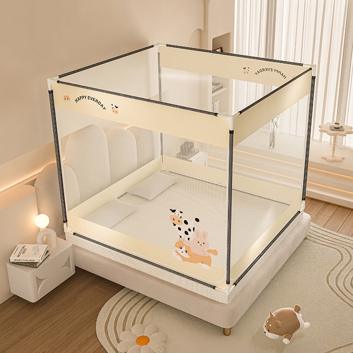 91家纺网 家纺一手货源 找家纺 青竹苑 2025新款烫画外穿防摔坐床蚊帐 伙伴们