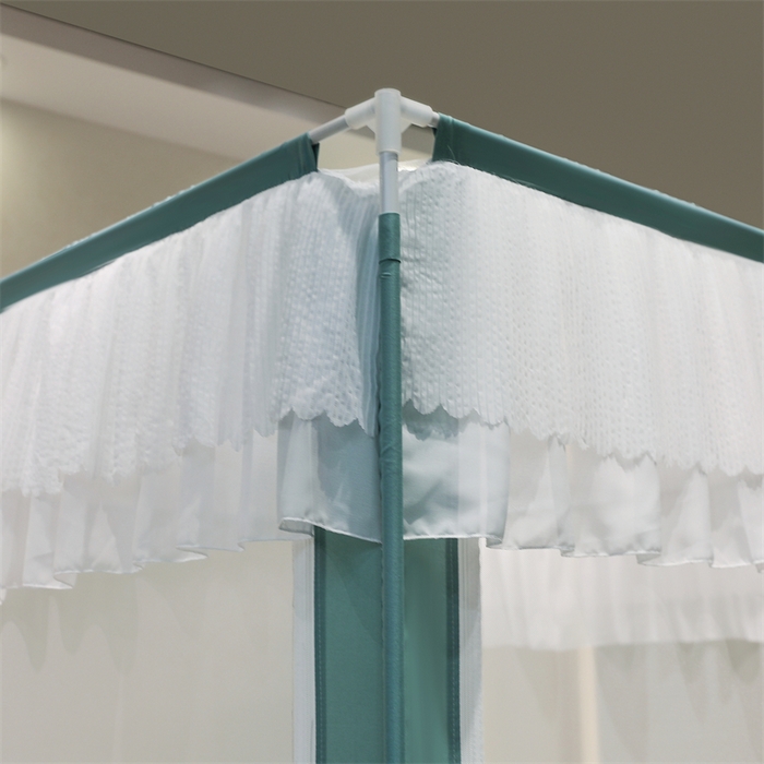 91家纺网 家纺一手货源 找家纺 青竹苑 2025新款双层雪纺边回底外穿坐床 空青色