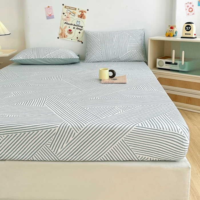 91家纺网 家纺一手货源 找家纺 柠馨 2025新款13372全棉床单床笠枕套被套单品系列-单床笠 编织生活绿