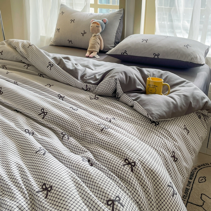 91家纺网 家纺一手货源 找家纺 仟网汇 2025新款针织双层纱AB版四件套 如初