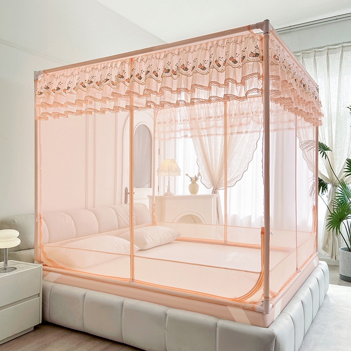 91家纺网 家纺一手货源 找家纺 （总）青竹苑 2025新款紫荆花床笠式坐床防摔蚊帐