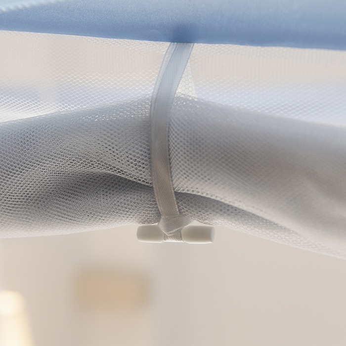 91家纺网 家纺一手货源 找家纺 青竹苑 2025新款免安装大顶魔术蚊帐 条纹蓝