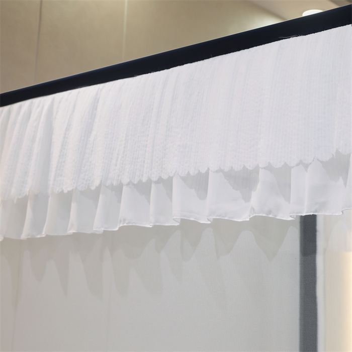 91家纺网 家纺一手货源 找家纺 青竹苑 2025新款双层雪纺边回底外穿坐床 宾利蓝