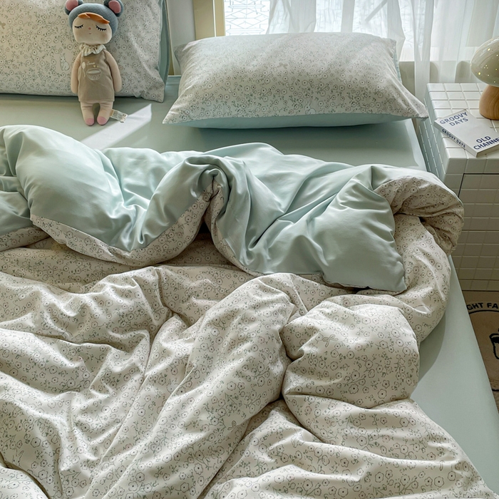 91家纺网 家纺一手货源 找家纺 仟网汇 2025新款针织双层纱AB版四件套 安琪兔