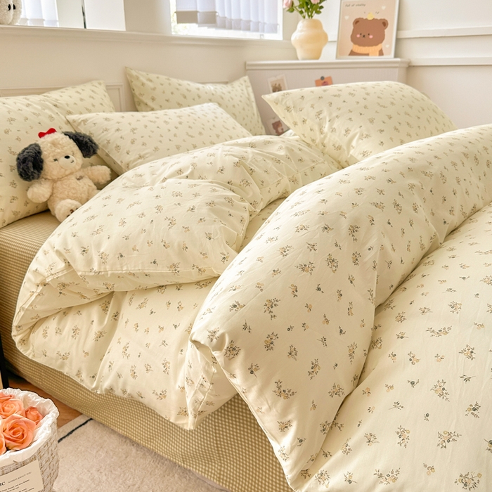 91家纺网 家纺一手货源 找家纺 柠馨 2025新款13372全棉床单床笠枕套被套单品系列-单被套 倾心