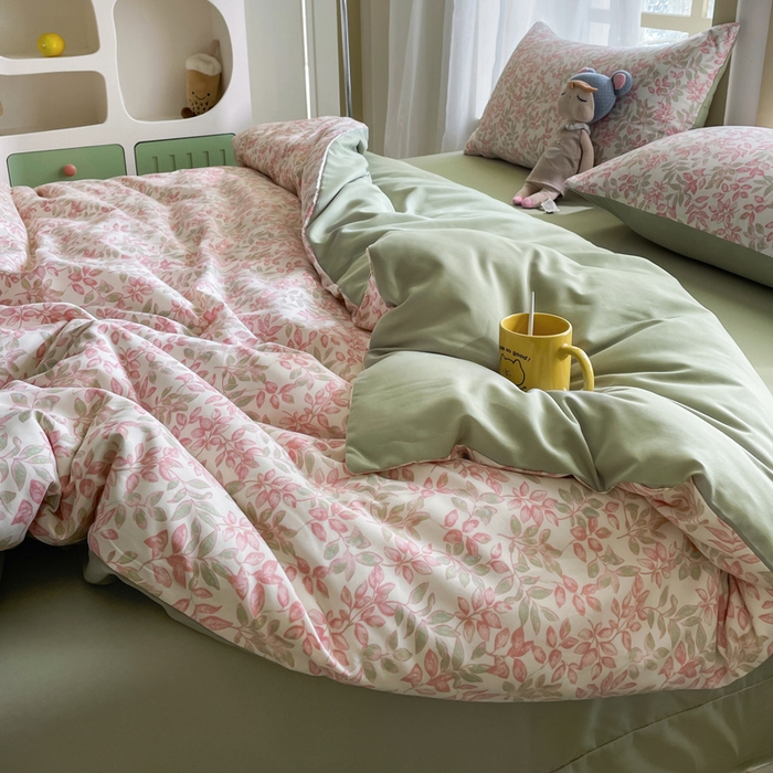 91家纺网 家纺一手货源 找家纺 仟网汇 2025新款针织双层纱AB版四件套 美嘉