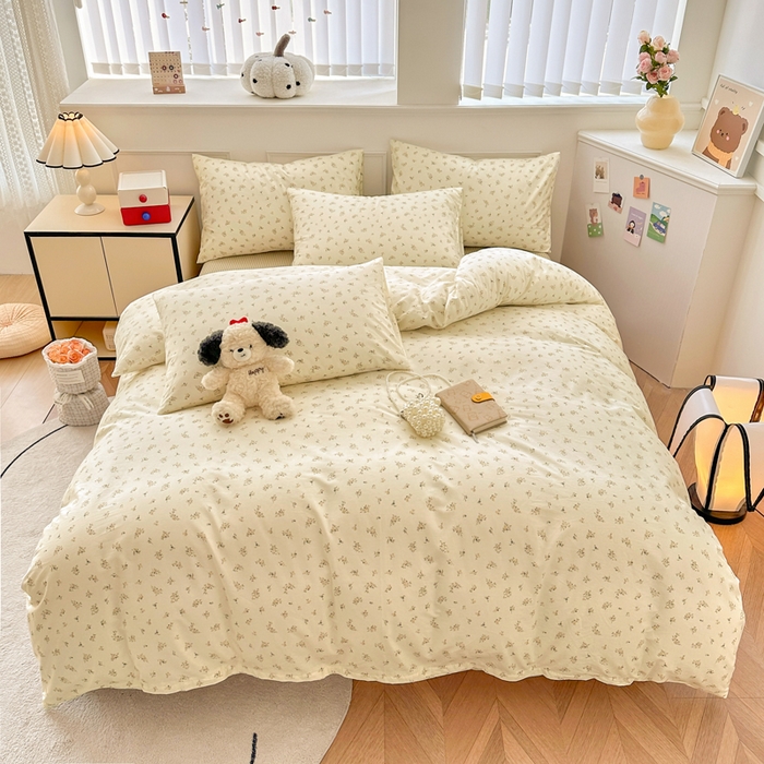 91家纺网 家纺一手货源 找家纺 柠馨 2025新款13372全棉床单床笠枕套被套单品系列-单被套 倾心