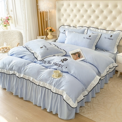 91家纺网 家纺一手货源 找家纺 逸尚阁 2025新款蕾娜系列四件套（提供买家秀） 蕾娜-天蓝