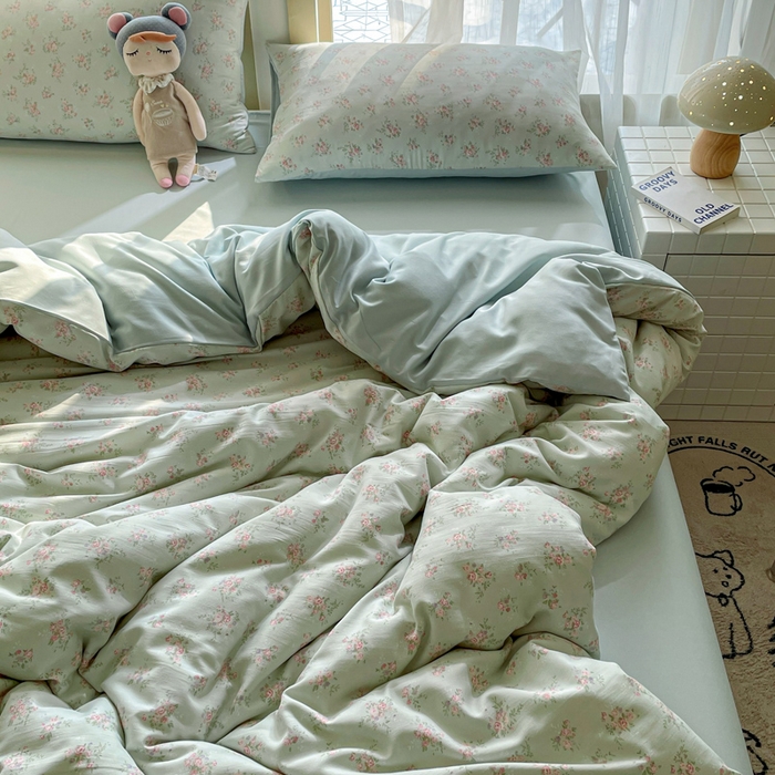 91家纺网 家纺一手货源 找家纺 仟网汇 2025新款针织双层纱AB版四件套 蔓春