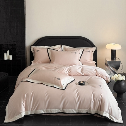 （总）佳汐蓝家纺 2025新款100支澳棉刺绣拼接四件套-简