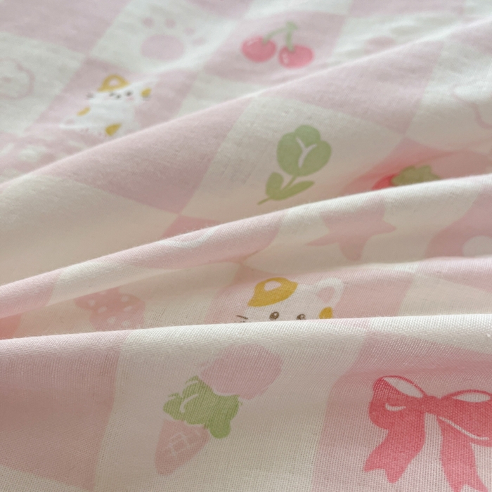 91家纺网 家纺一手货源 找家纺 博雅 2025新款全棉A类双层纱四件套 小奶猫