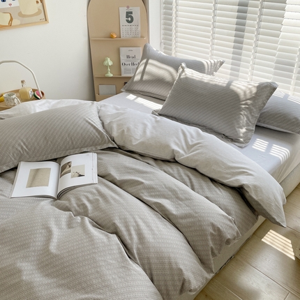 柠馨 2025新款13372全棉印花四件套 雅灰