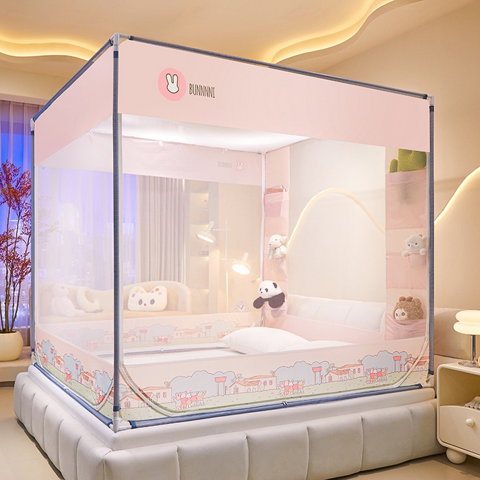 91家纺网 家纺一手货源 找家纺 青竹苑 2025新款口袋款外穿防摔坐床蚊帐 兔兔小镇