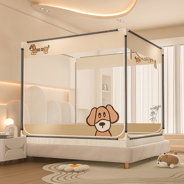 91家纺网 家纺一手货源 找家纺 青竹苑 2025新款烫画外穿防摔坐床蚊帐 修狗修狗