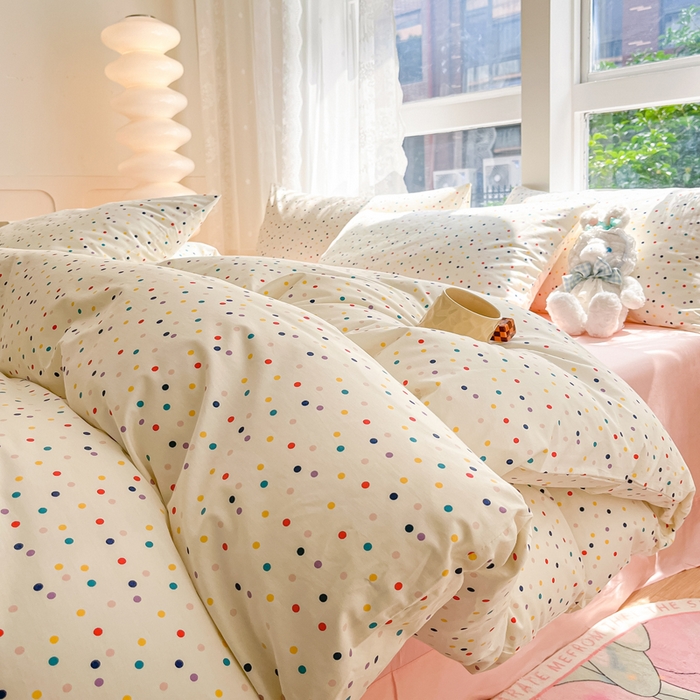 91家纺网 家纺一手货源 找家纺 柠馨 2025新款13372全棉床单床笠枕套被套单品系列-单被套 点点