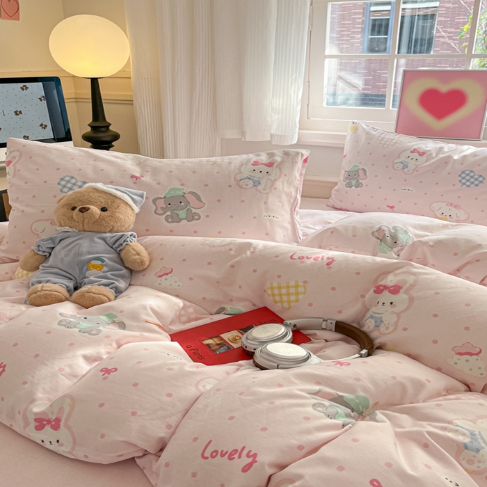 91家纺网 家纺一手货源 找家纺 博雅 2025新款全棉A类双层纱四件套 甜宠派对