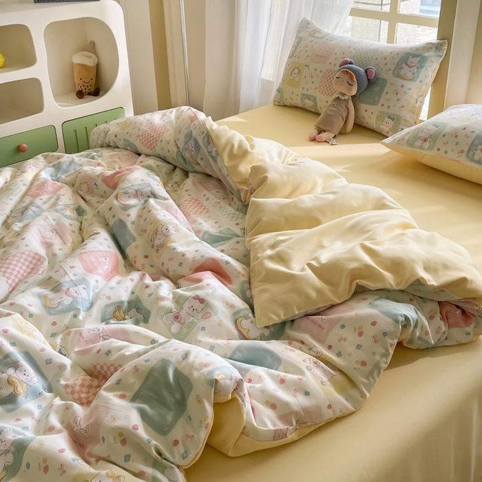 91家纺网 家纺一手货源 找家纺 仟网汇 2025新款针织双层纱AB版四件套 露娜