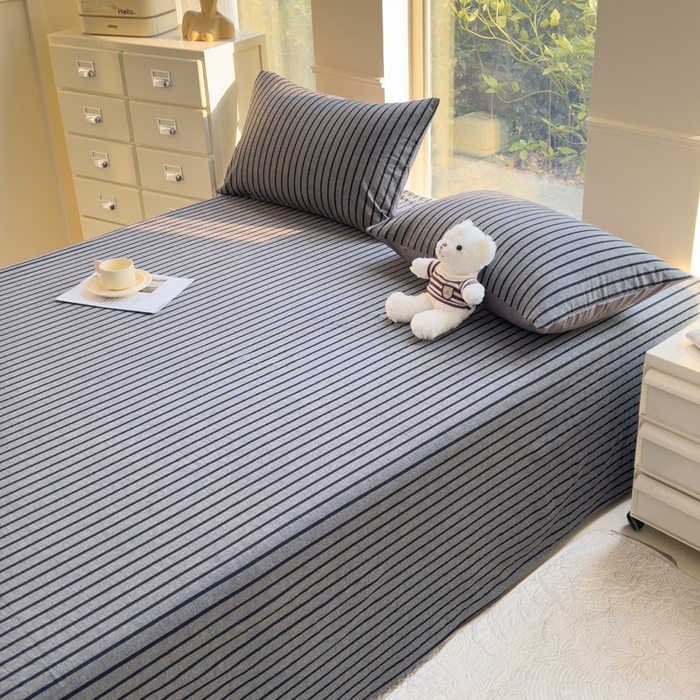 91家纺网 家纺一手货源 找家纺 （总）柠萌家居 2025新款无印风全棉色织A类母婴级纯棉水洗棉床单