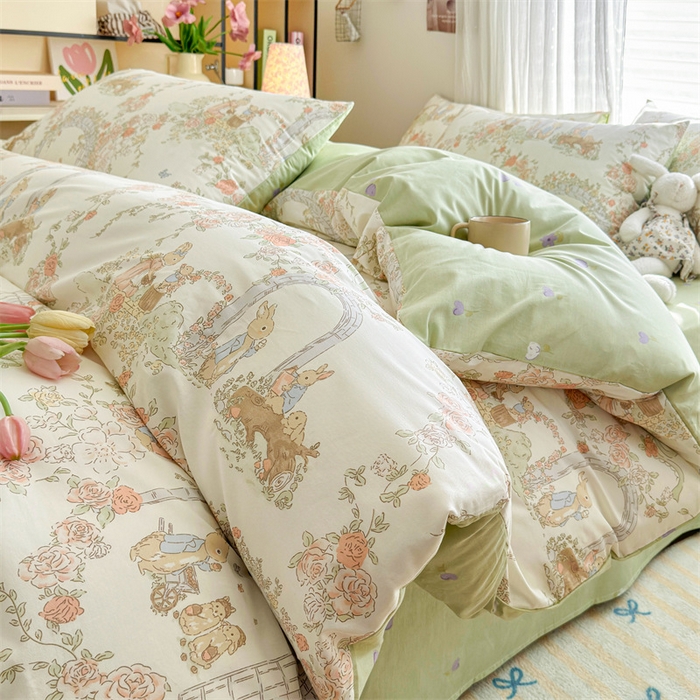 91家纺网 家纺一手货源 找家纺 名兮家居 2025年新款13372全棉印花四件套-卡通系列 菲尔庄园