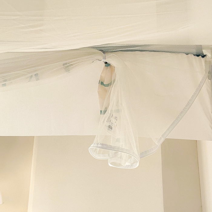 91家纺网 家纺一手货源 找家纺 青竹苑 2025新款三门大版上下布印花外穿坐床蚊帐床笠式防摔方帐 竹子熊