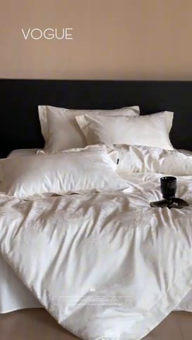 91家纺网 家纺一手货源 找家纺 窝米 2025春季新品100支长绒棉轻奢提花四件套系列 慕然-白百合